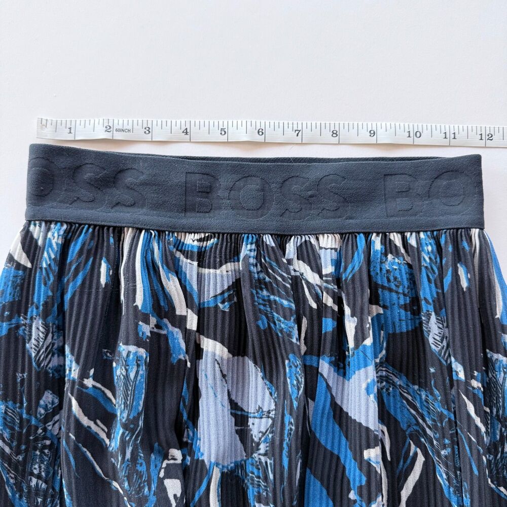 BOSS Hugo Boss Vapliso Elastic Waist Pleated Chiffon Midi Skirt in Blue Size 0 - Picture 16 of 16